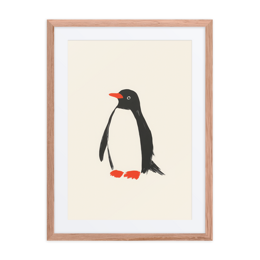 Little penguin artwork in wooden frame