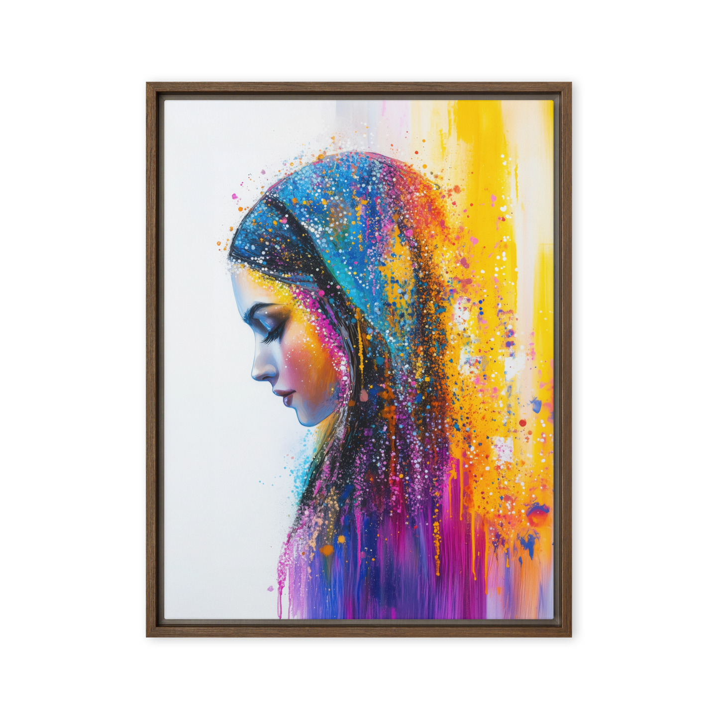 Jewish bridal art in vibrant colors, illustrating a bride of valor in a contemporary setting