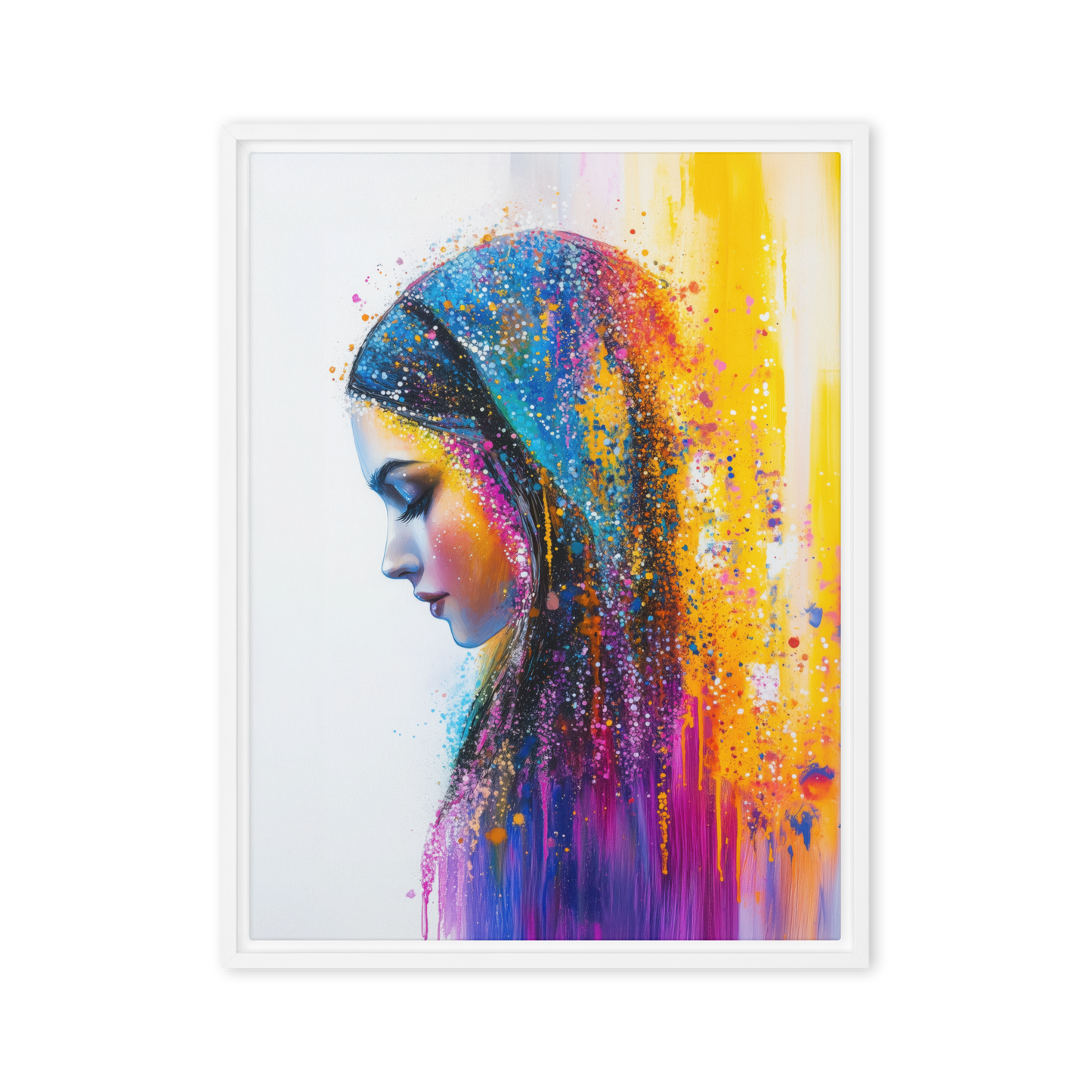 Jewish art piece celebrating a bride of valor with vibrant and colorful wedding imagery
