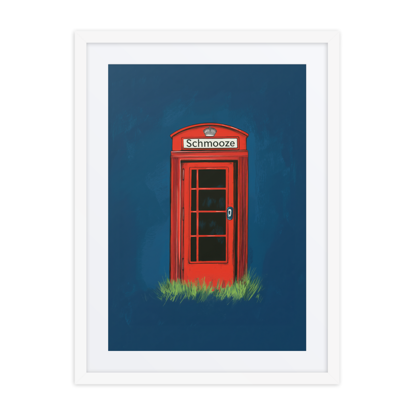 Schmooze Booth art print in white frame by Beraishis