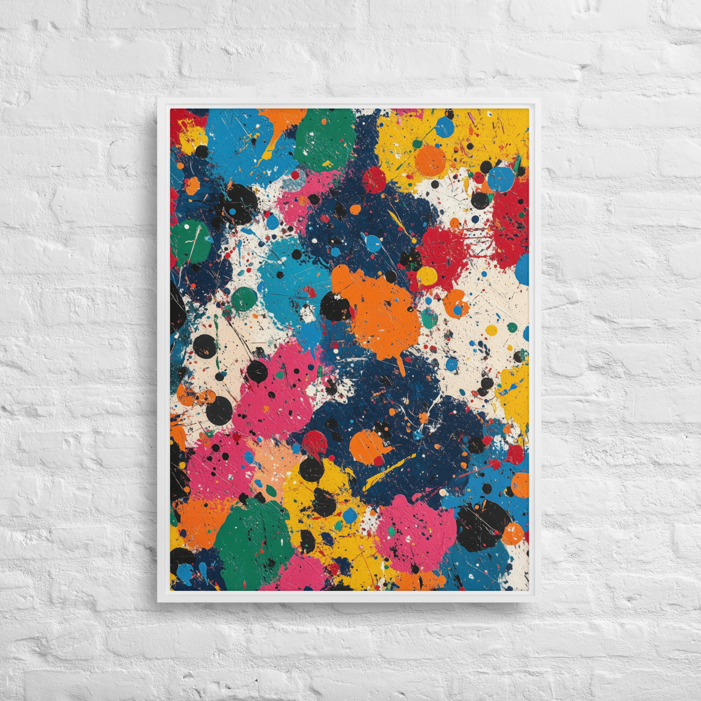 A striking modern Jewish artwork that captures spontaneity and artistic freedom through vibrant color splashes and expressive brushstrokes.