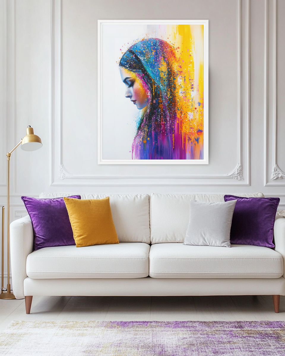 Bold and vibrant Jewish wedding art of a bride of valor in a modern, colorful style.