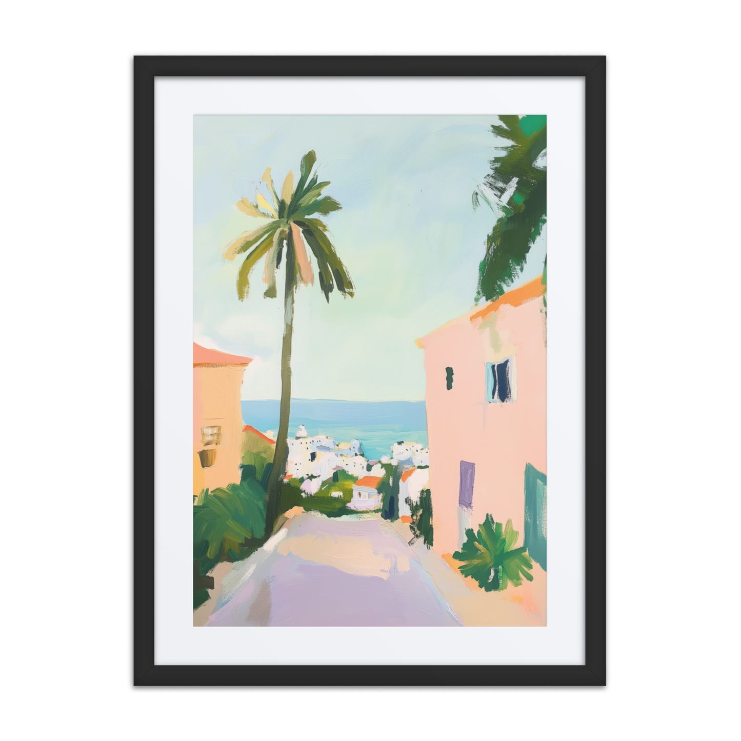 A modern Judaica piece showcasing Tel Aviv’s coastal beauty, blending digital artistry with an acrylic-style aesthetic for a dreamy, sunlit composition.