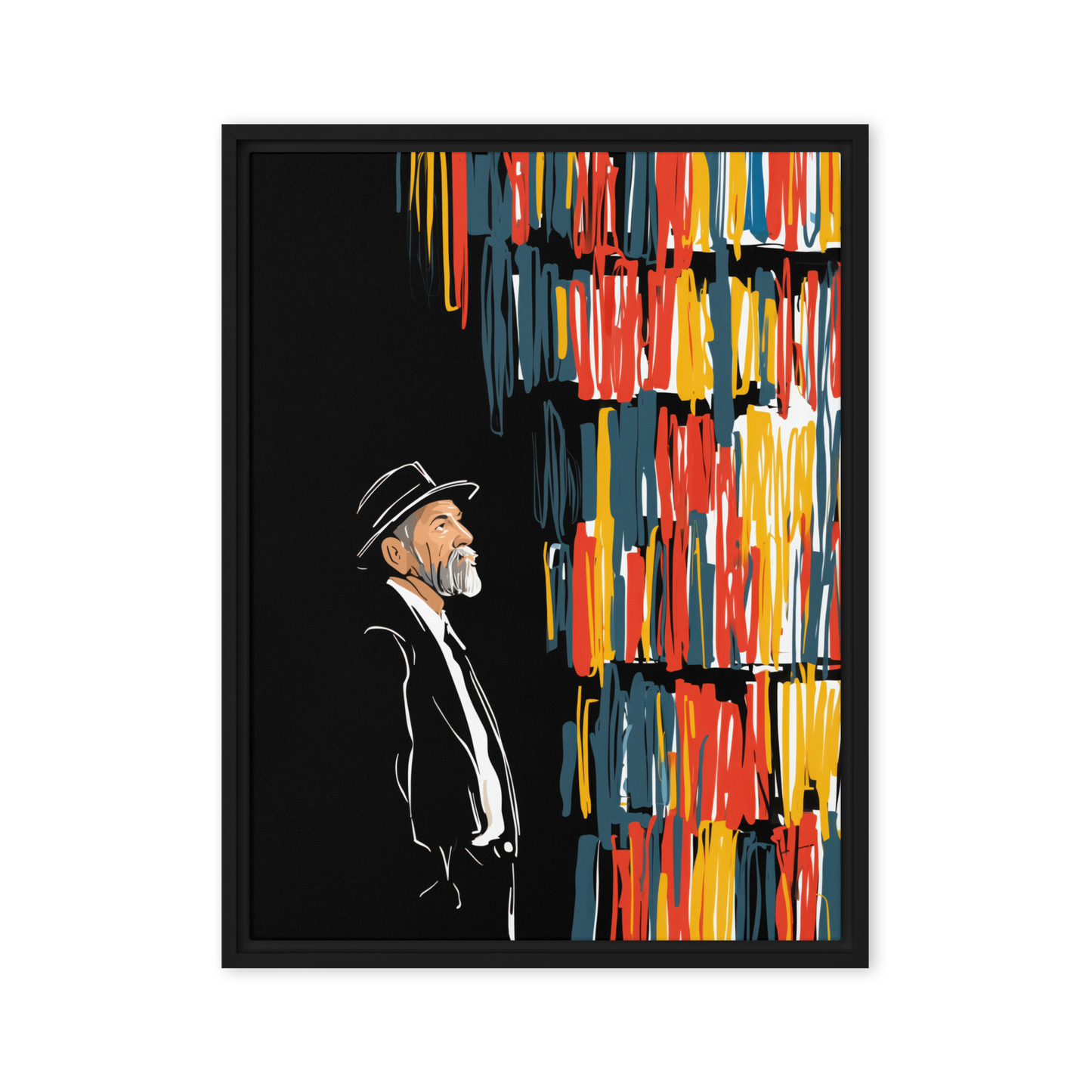 A rabbi in his study at night. Artwork by Beraishis.