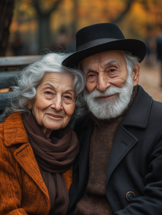 A timeless Jewish family art print of Bubbe and Zayde, honoring Jewish grandparents and their enduring love.