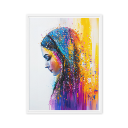 Jewish art piece celebrating a bride of valor with vibrant and colorful wedding imagery