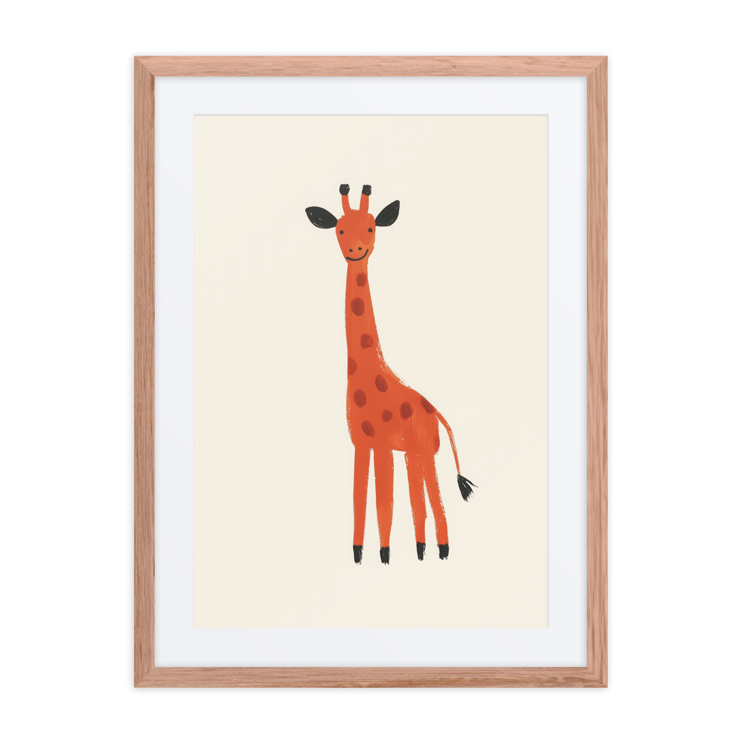 Beraishis little giraffe animal print in wooden frame.