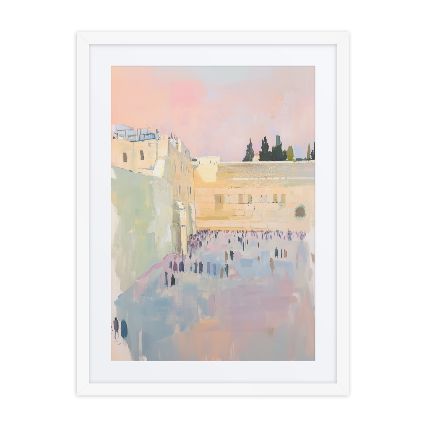 A digitally rendered acrylic-style painting of the Western Wall, capturing its beauty in a modern and tranquil form.