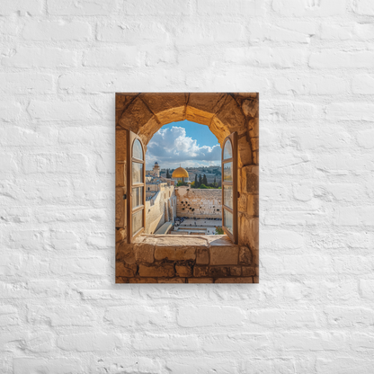 A stunning artistic interpretation of the Kotel, framed by historic Jerusalem stone, evoking deep spiritual connection and history.

